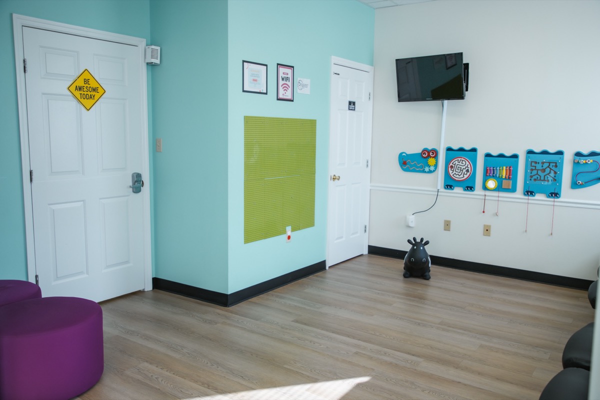 Colorful, welcoming play area at A+ Pediatrics in Irvine, KY